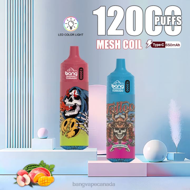 Bang Vape Tornado 12000 puffs with LED & Mesh Coil 86FDT24 Disposable Bang Vape canada