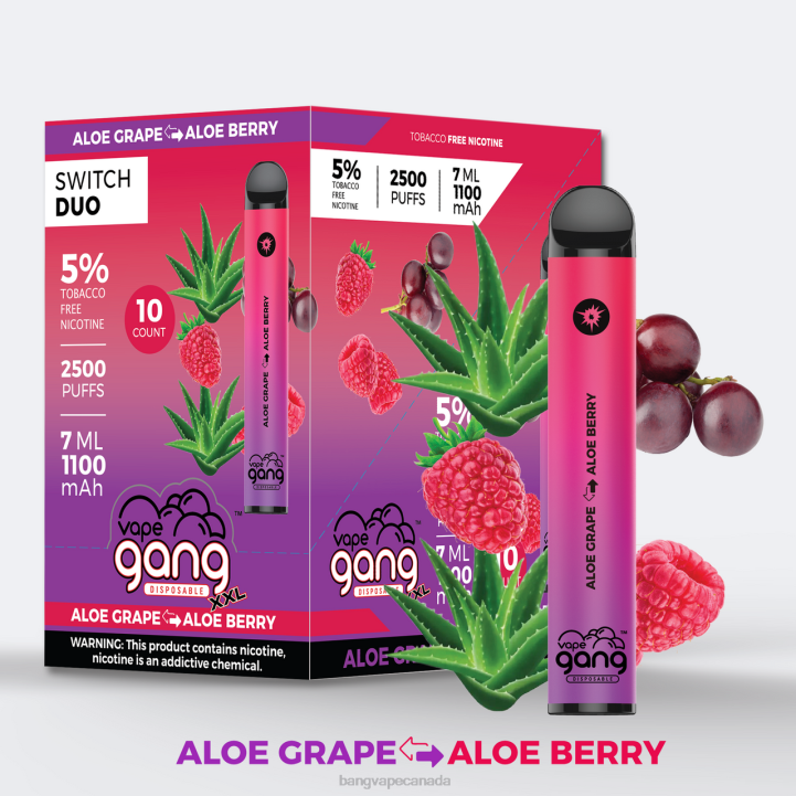 Vape Gang Switch Duo 2 flavors (Box of 10) 86FDT245 Strawberry Apple Watermelon - Strawberry Kiwi buy Bang Vapes online