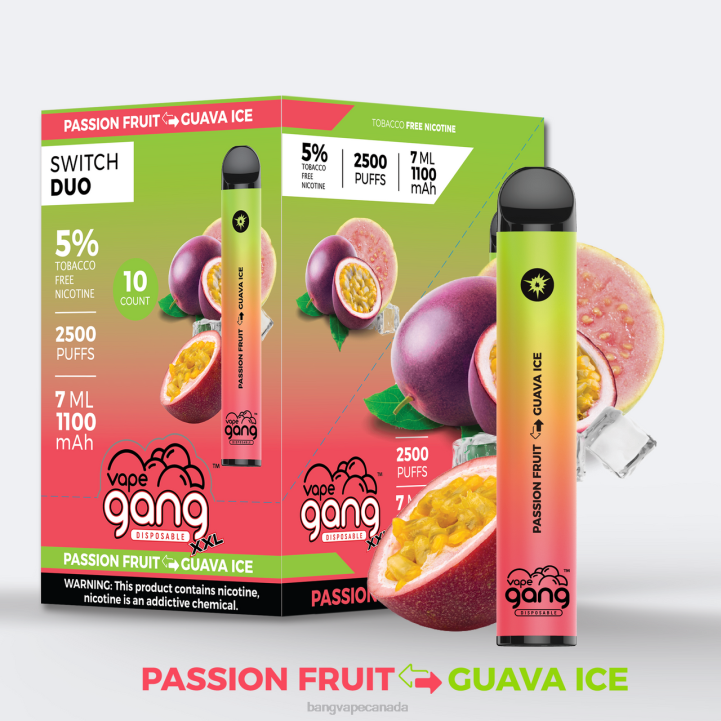 Vape Gang Switch Duo 2 flavors (Box of 10) 86FDT245 Strawberry Apple Watermelon - Strawberry Kiwi buy Bang Vapes online